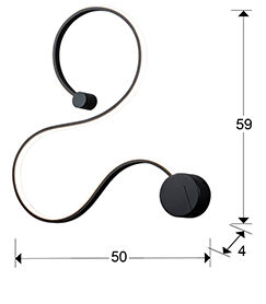 Aplique LED Grafos pequeño negro mate - medidas