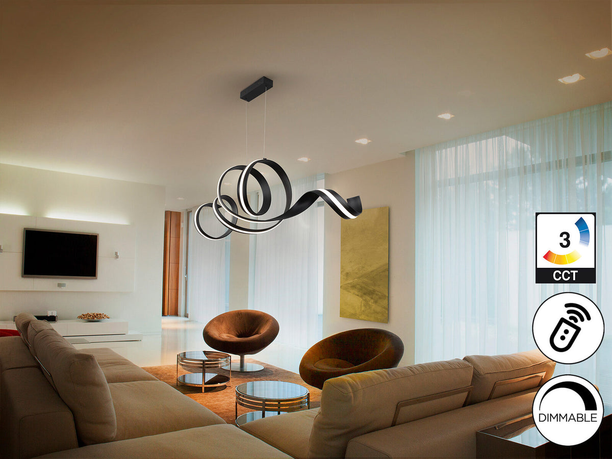 Lámpara de techo Amara horizontal LED CCT negro mate
