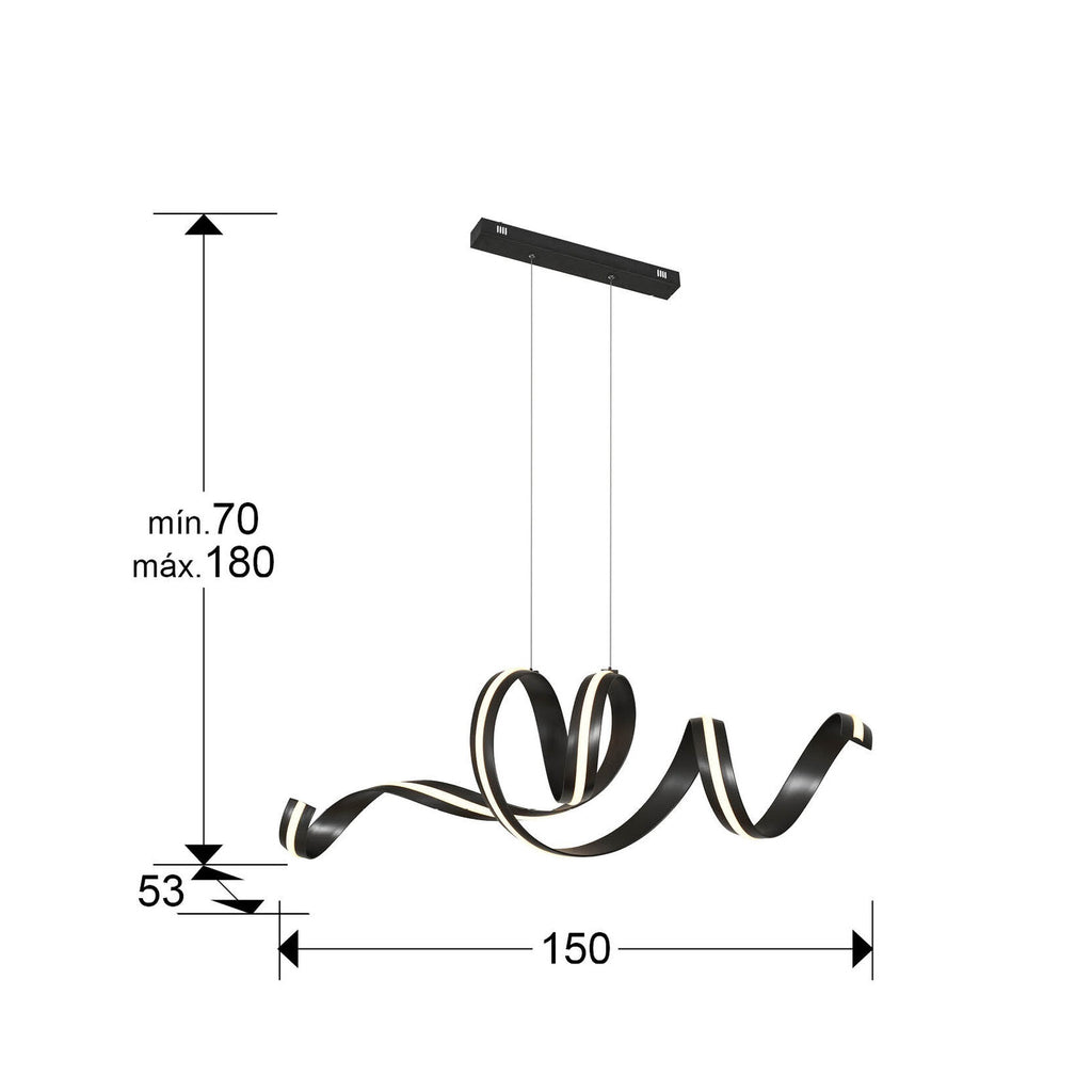 Lámpara de techo Amara horizontal LED CCT negro mate - medidas