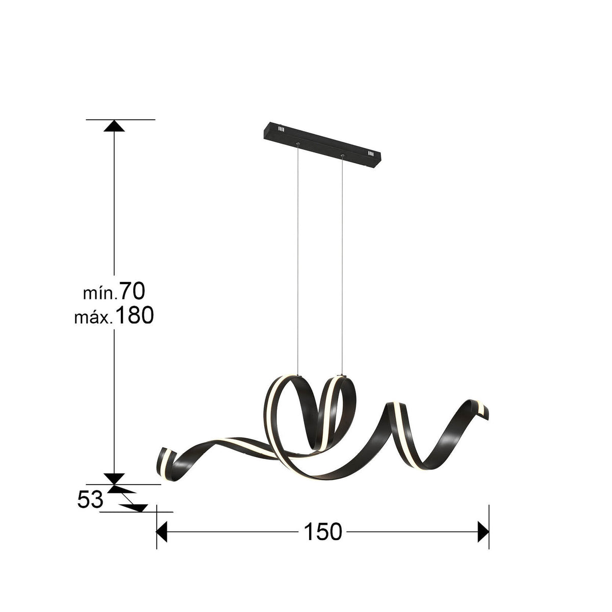 Lámpara de techo Amara horizontal LED CCT negro mate - medidas