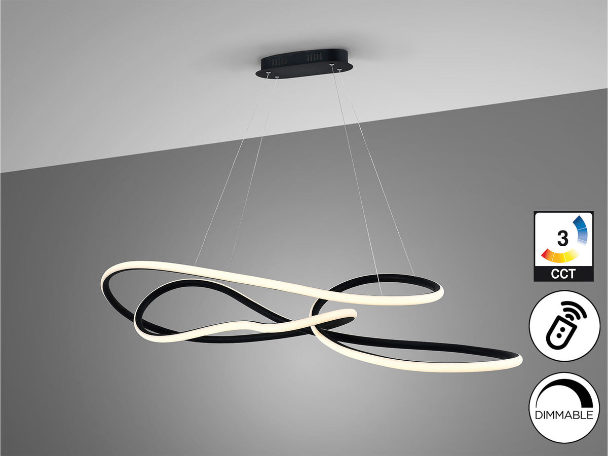 Lámpara de techo grande Evania LED CCT negro mate