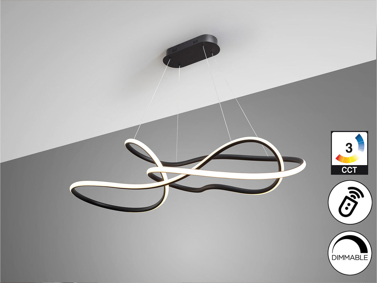 Lámpara de techo grande Evania LED CCT negro mate