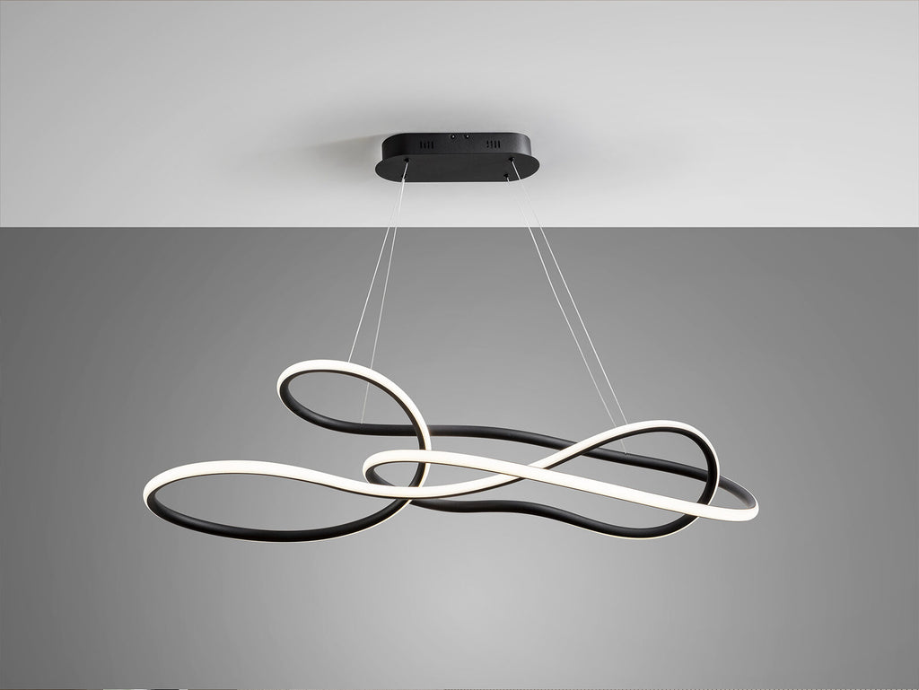 Lámpara de techo grande Evania LED CCT negro mate