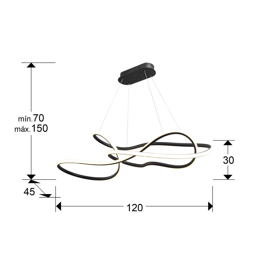 Lámpara de techo grande Evania LED CCT negro mate - medidas