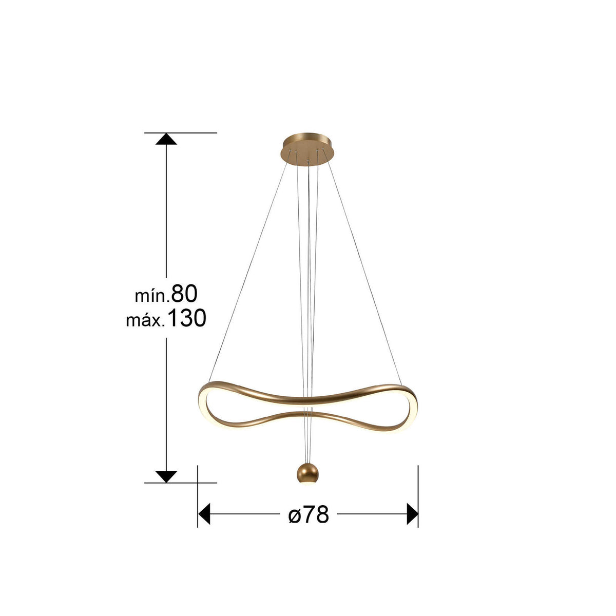 Lámpara de techo Romina LED CCT dorado brillo - medidas