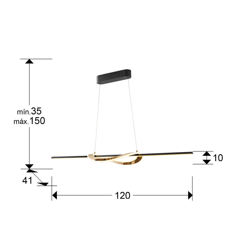 Lámpara de techo Enora LED CCT negro y dorado - medidas