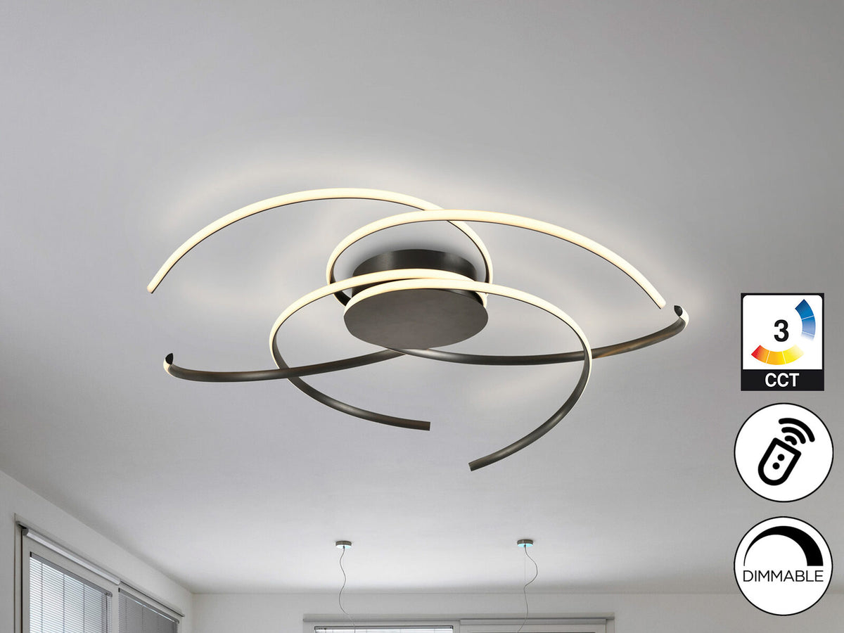 Plafón LED grande Cadence negro Ø100 CCT dimable
