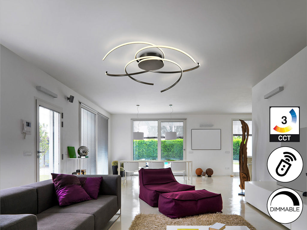 Plafón LED grande Cadence negro Ø100 CCT dimable