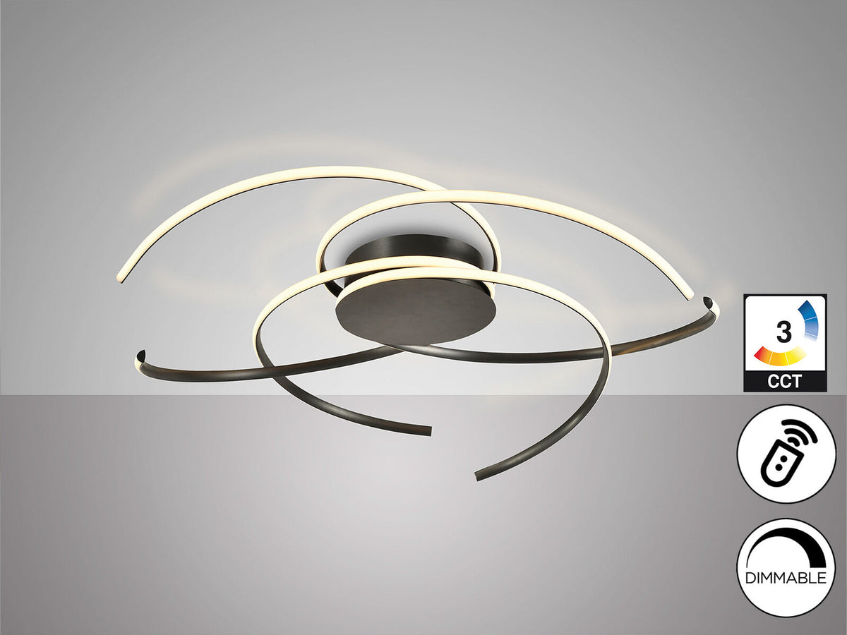 Plafón LED grande Cadence negro Ø100 CCT dimable