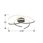 Plafón LED grande Cadence negro Ø100 CCT dimable - medidas