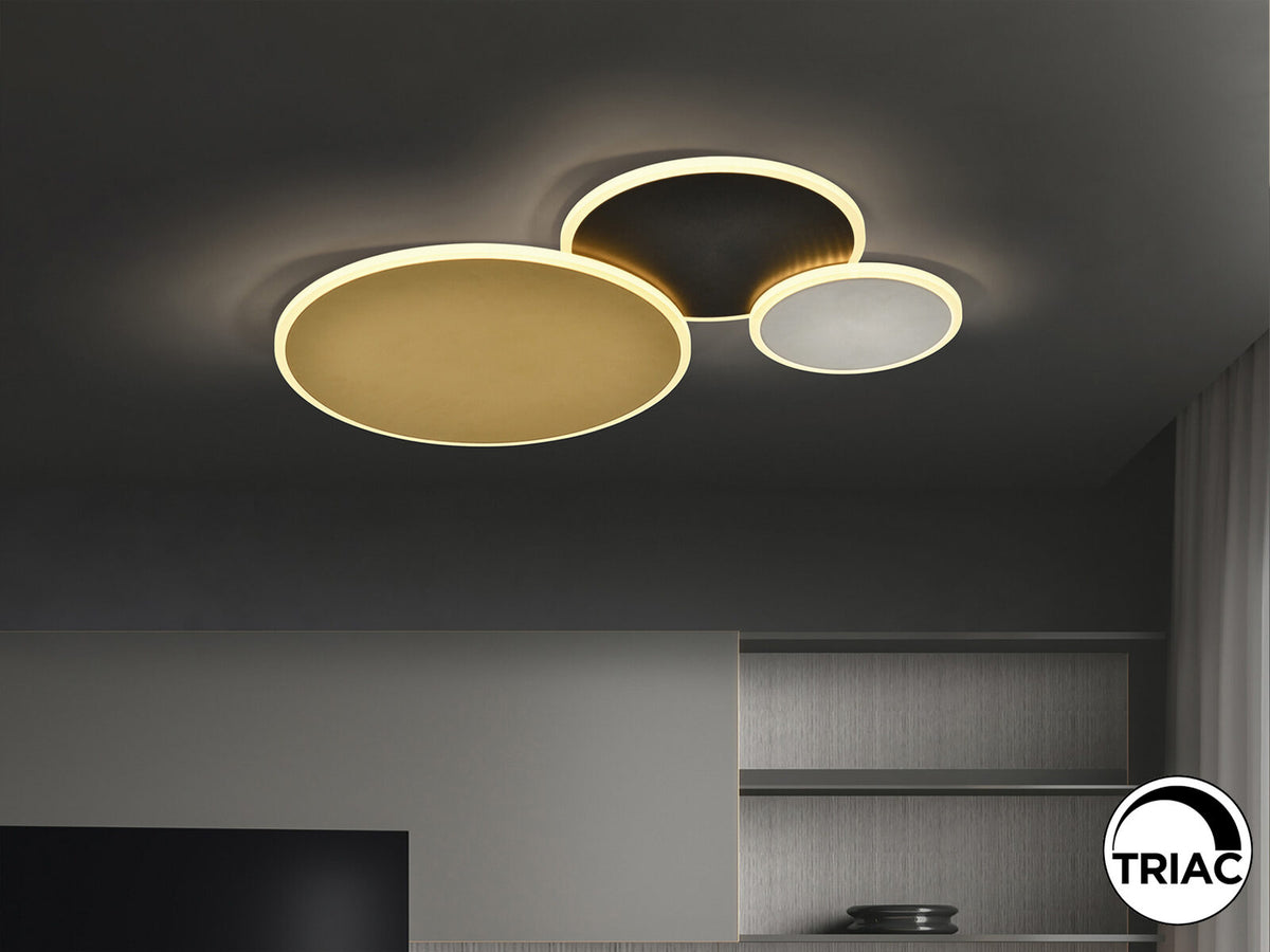 Plafón LED Umbra oro, negro y blanco