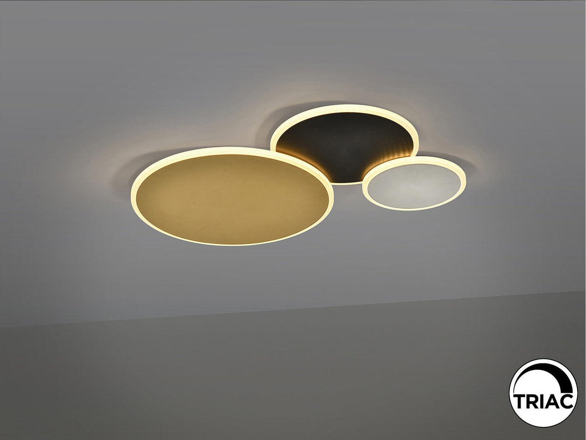 Plafón LED Umbra oro, negro y blanco