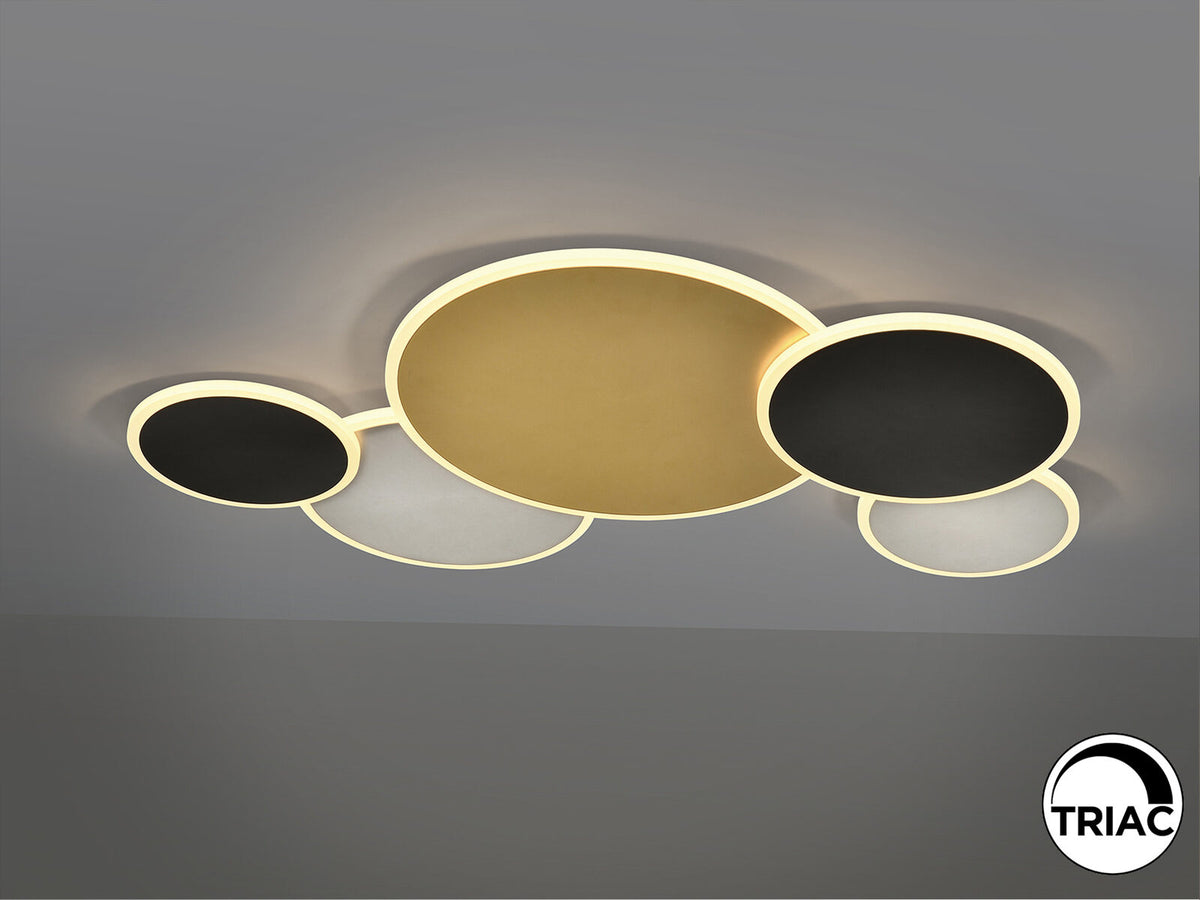 Plafón LED Umbra grande oro, negro y blanco