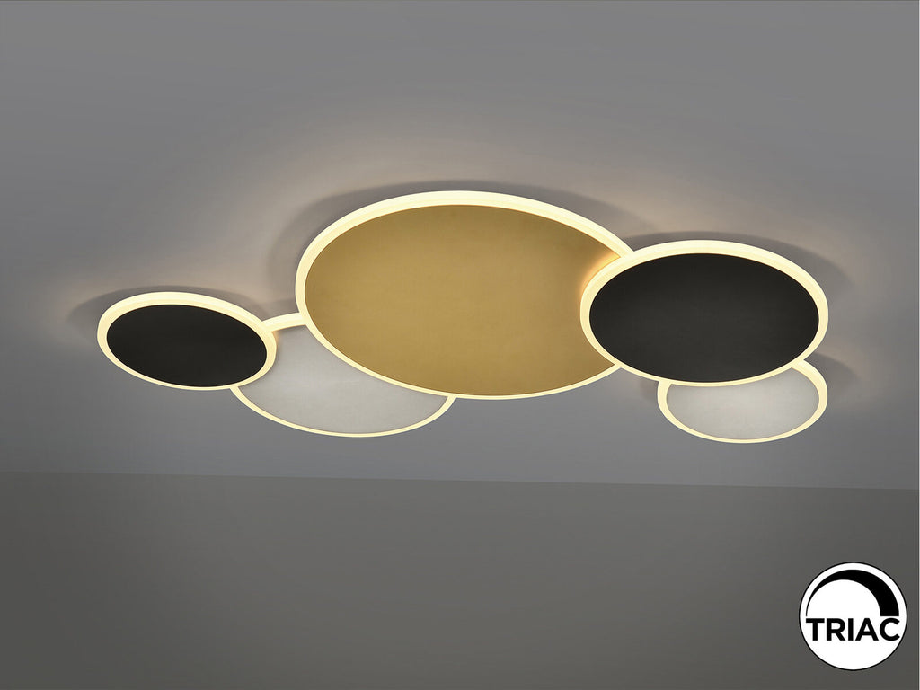 Plafón LED Umbra grande oro, negro y blanco