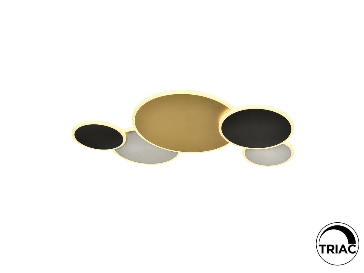 Plafón LED Umbra grande oro, negro y blanco
