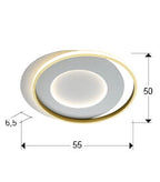 Plafón LED Limbos blanco y oro - medidas