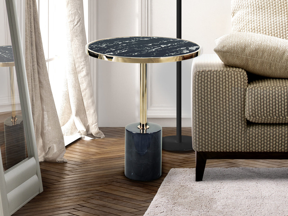 Mesa auxiliar Dekala Ø46 negro y oro