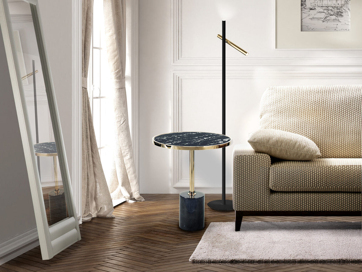 Mesa auxiliar Dekala Ø46 negro y oro