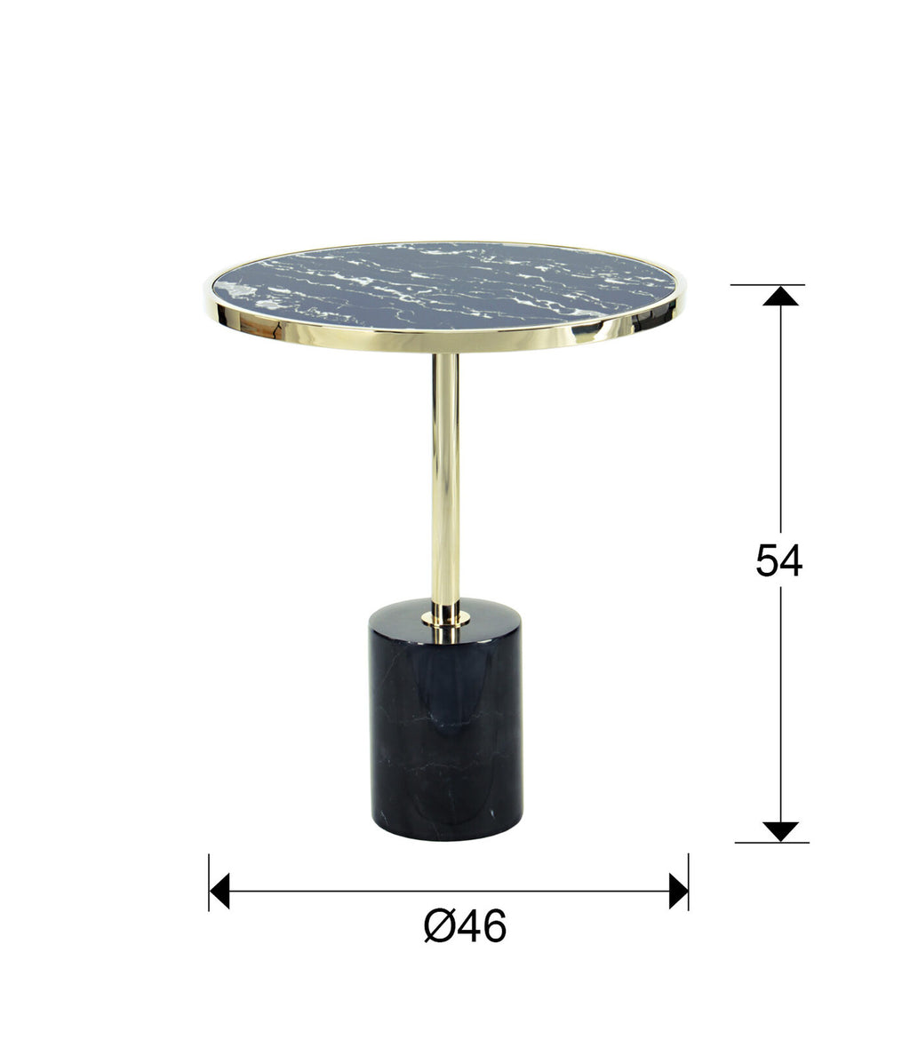 Mesa auxiliar Dekala Ø46 negro y oro - medidas
