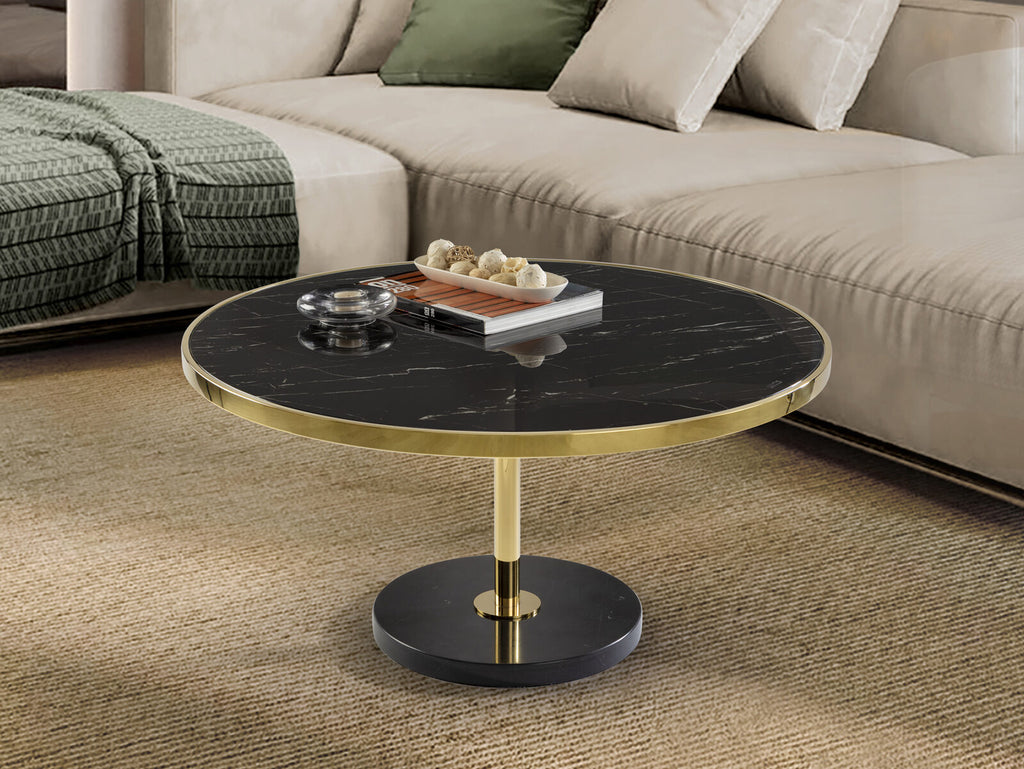 Mesa de centro Dekala Ø90 negro y oro