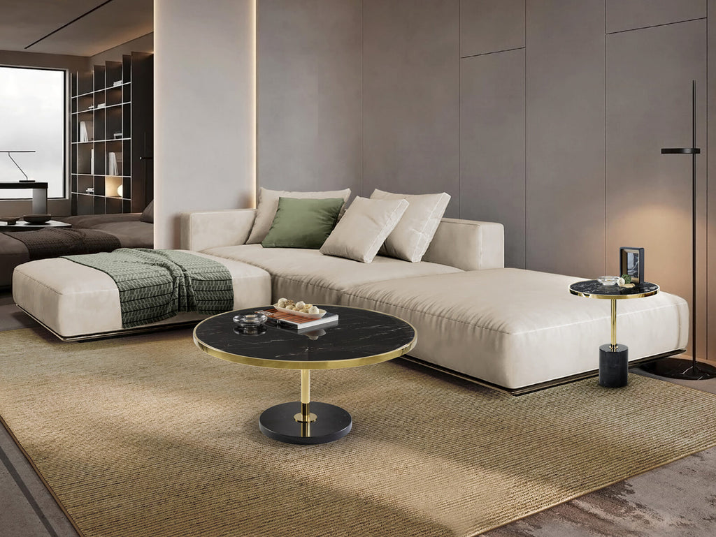 Mesa de centro Dekala Ø90 negro y oro