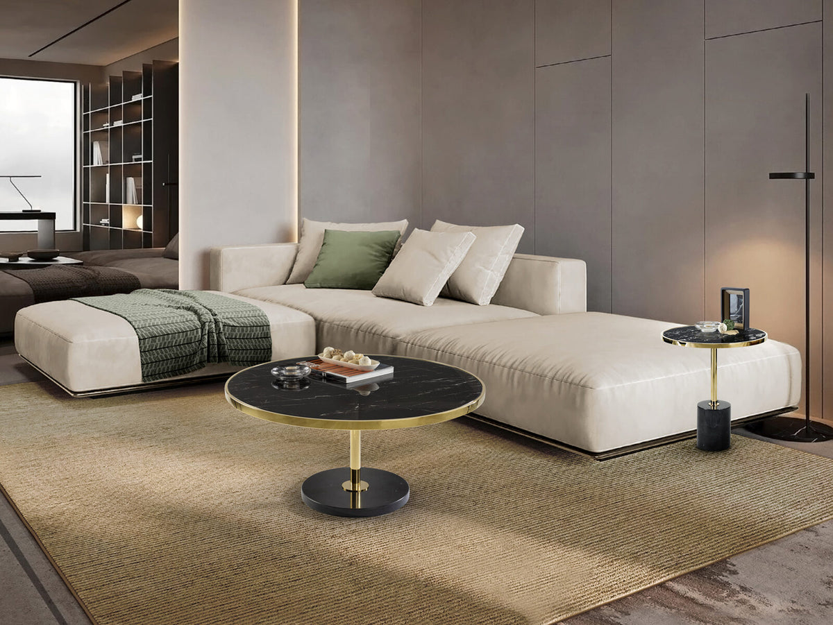 Mesa de centro Dekala Ø90 negro y oro