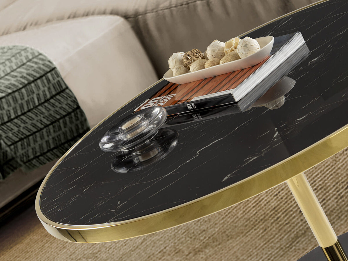 Mesa de centro Dekala Ø90 negro y oro