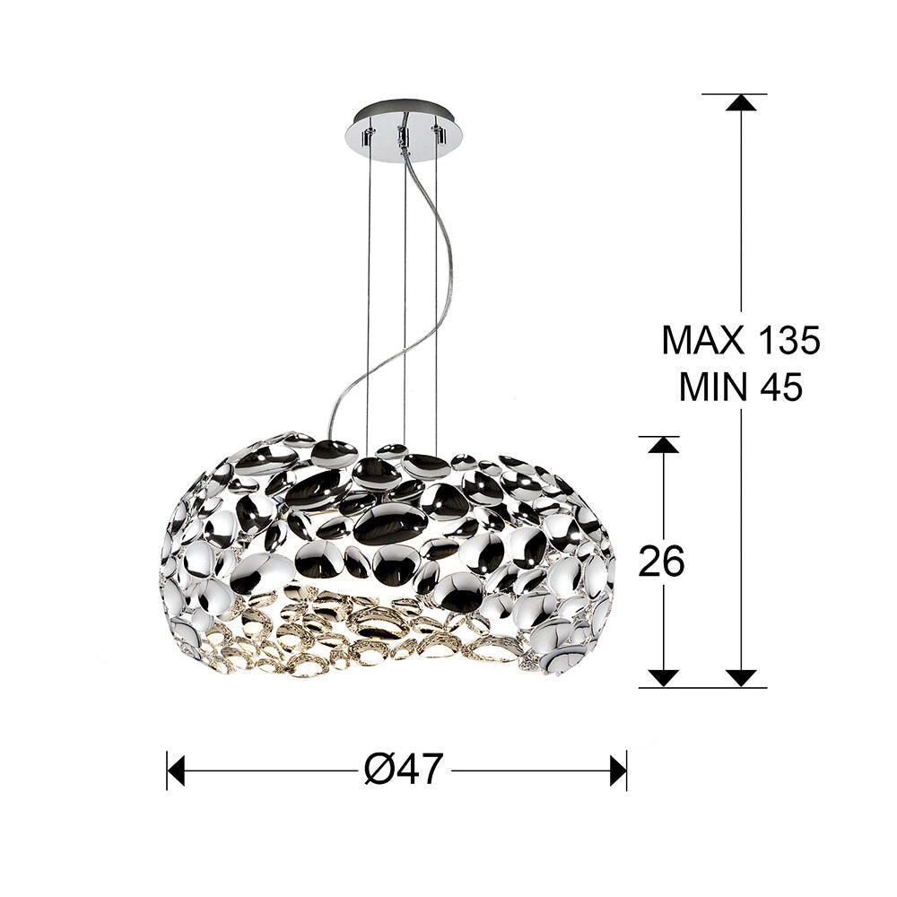 Lámpara de techo Narisa 5 luces Ø47 - medidas