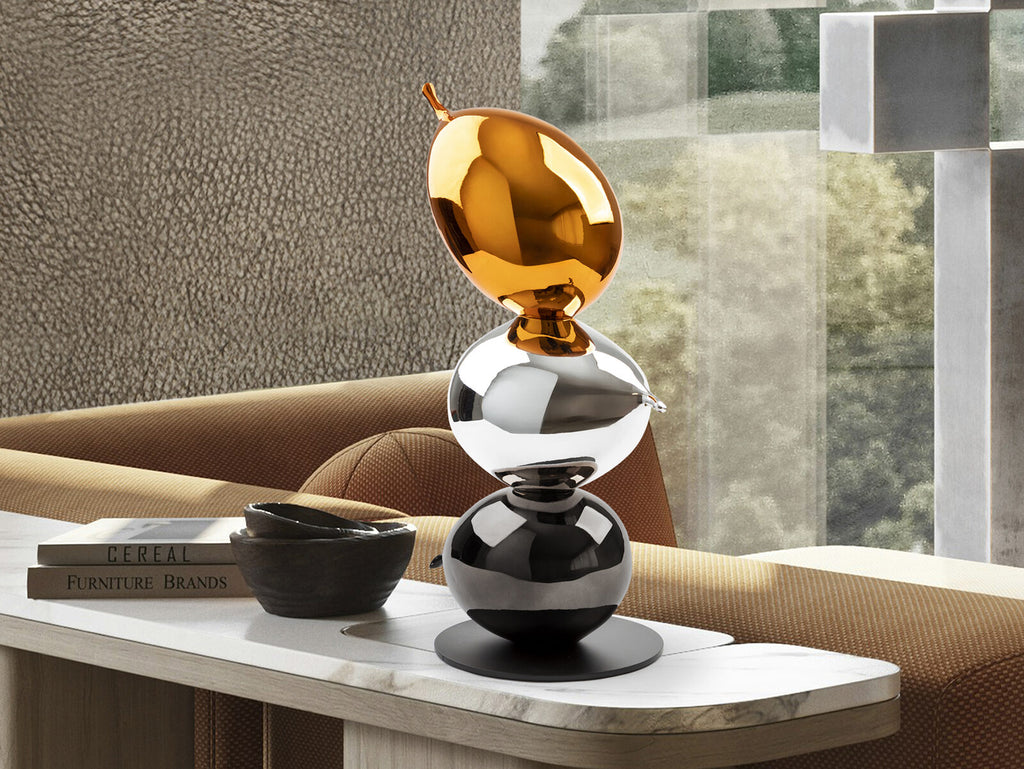 Figura decorativa Globos naranja, plata y gris