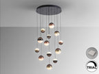 Lámpara de techo Orbes 13 luces negro, cobre y latón