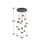 Lámpara de techo Orbes 13 luces negro, cobre y latón - medidas
