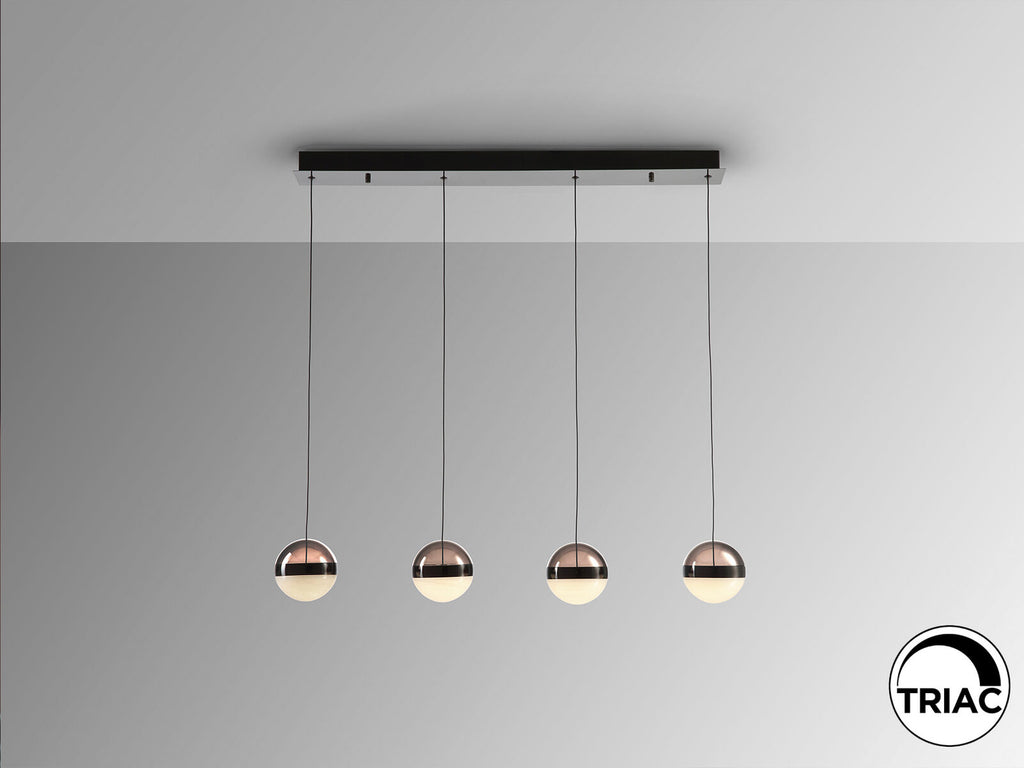 Lámpara de techo Orbes lineal 4 luces cromo negro