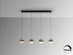 Lámpara de techo Orbes lineal 4 luces cromo negro