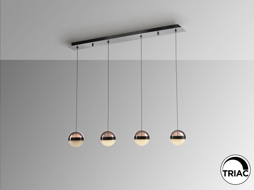 Lámpara de techo Orbes lineal 4 luces cromo negro