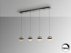 Lámpara de techo Orbes lineal 4 luces cromo negro