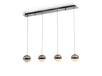 Lámpara de techo Orbes lineal 4 luces cromo negro