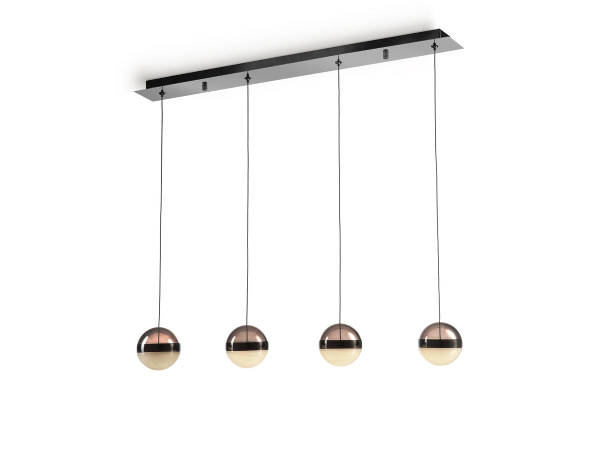 Lámpara de techo Orbes lineal 4 luces cromo negro