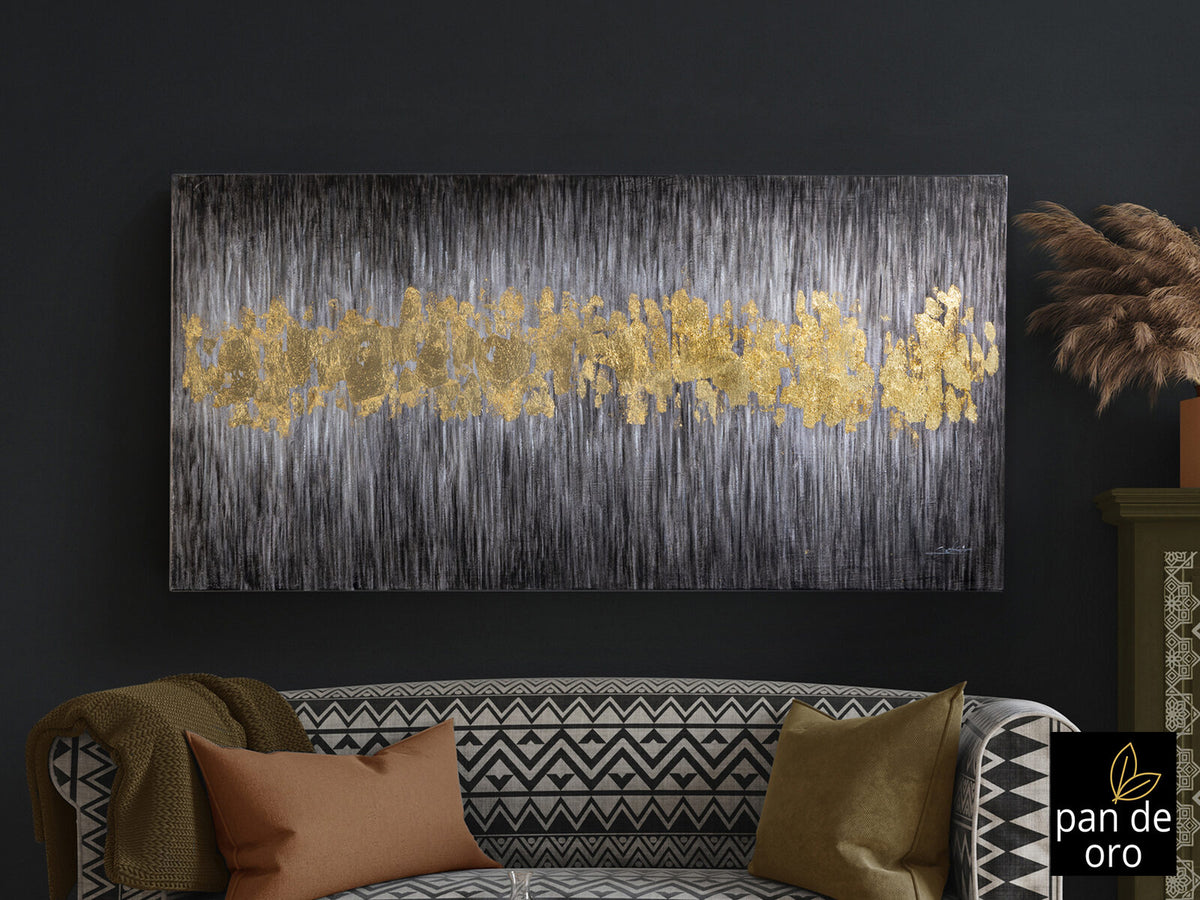Cuadro pintado a mano Sendero 160 × 80 cm pan de oro
