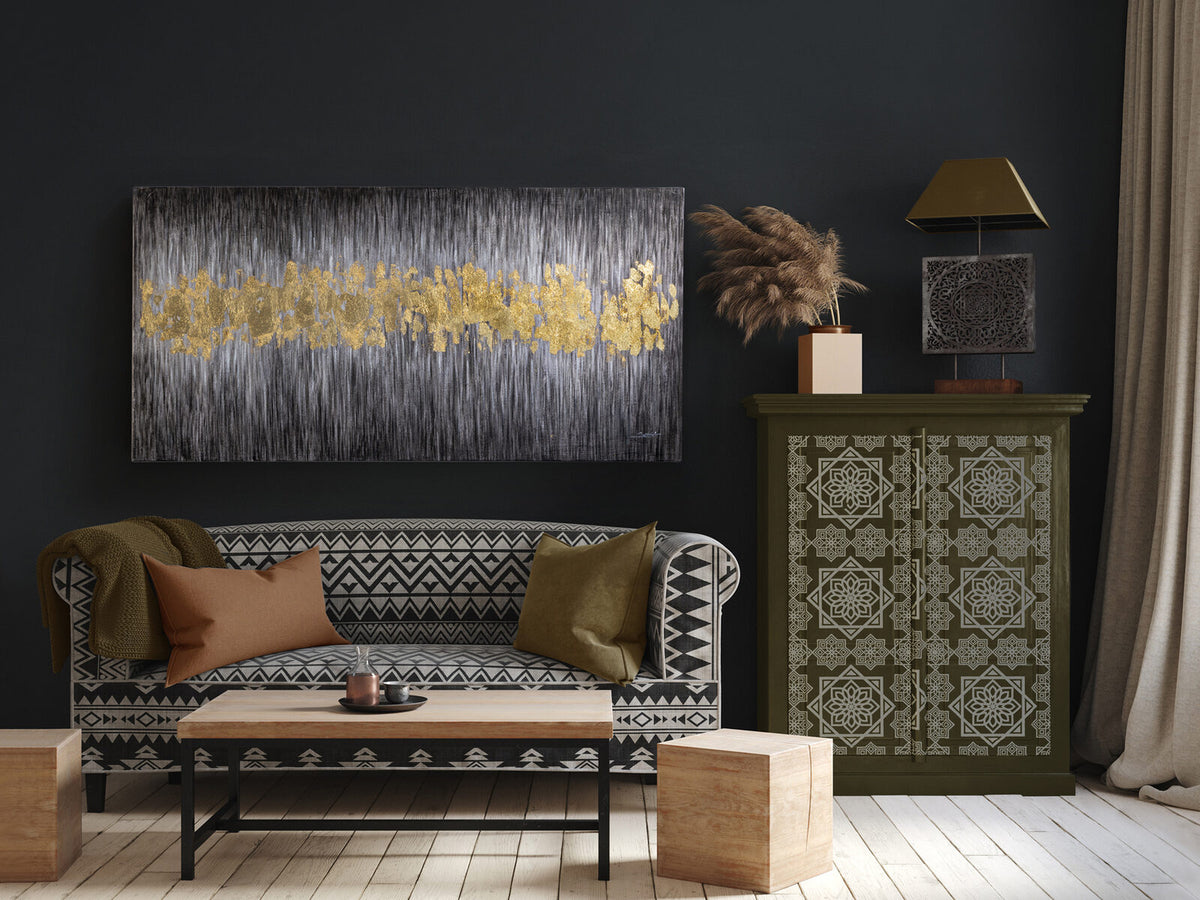 Cuadro pintado a mano Sendero 160 × 80 cm pan de oro