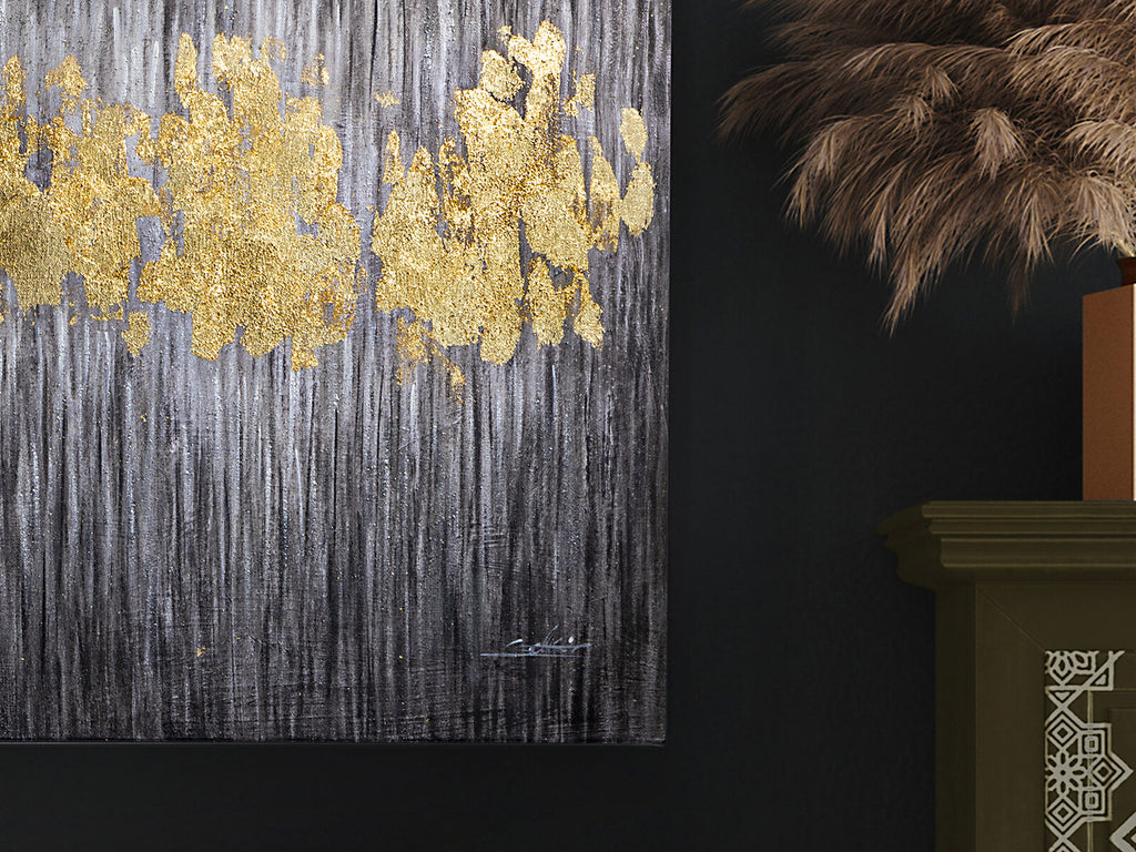 Cuadro pintado a mano Sendero 160 × 80 cm pan de oro