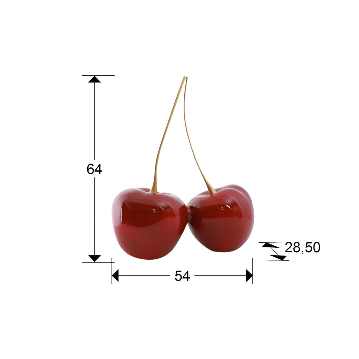Figura decorativa Cerezas rojo - medidas