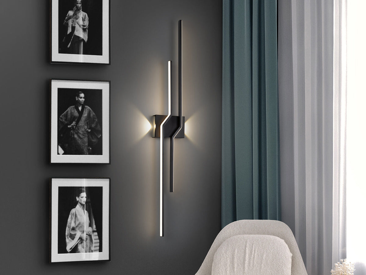Aplique LED ZigZag 4 luces negro mate