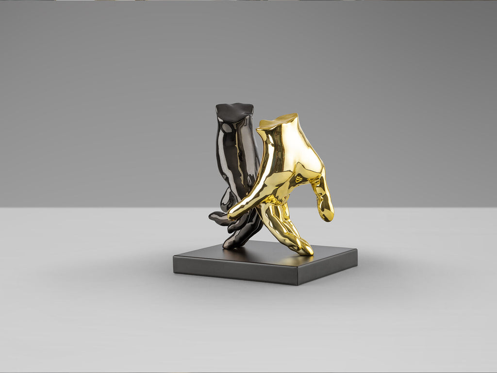Figura decorativa Manos gris y oro