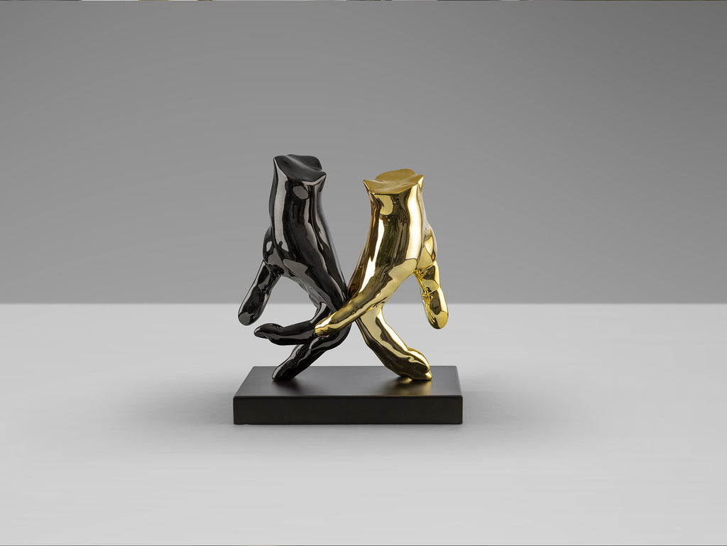 Figura decorativa Manos gris y oro