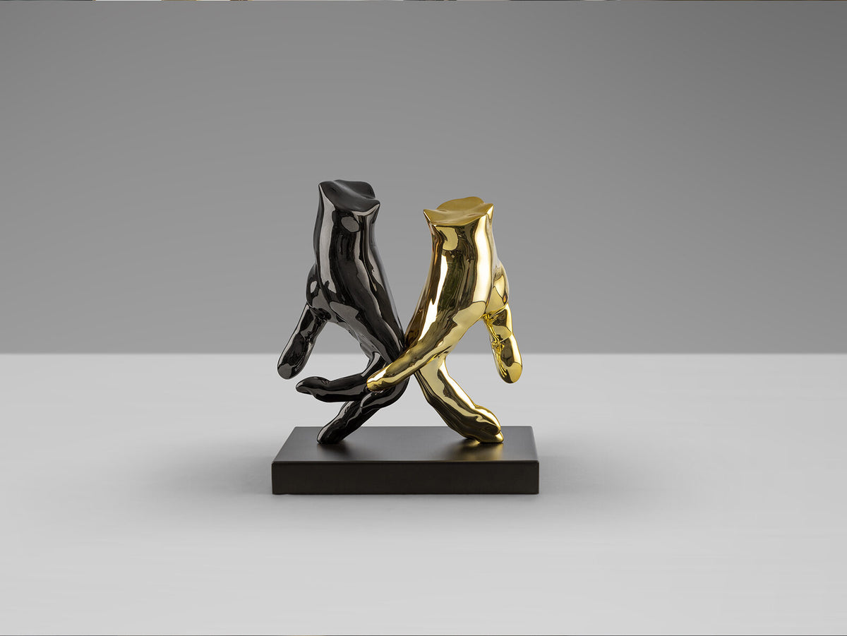 Figura decorativa Manos gris y oro
