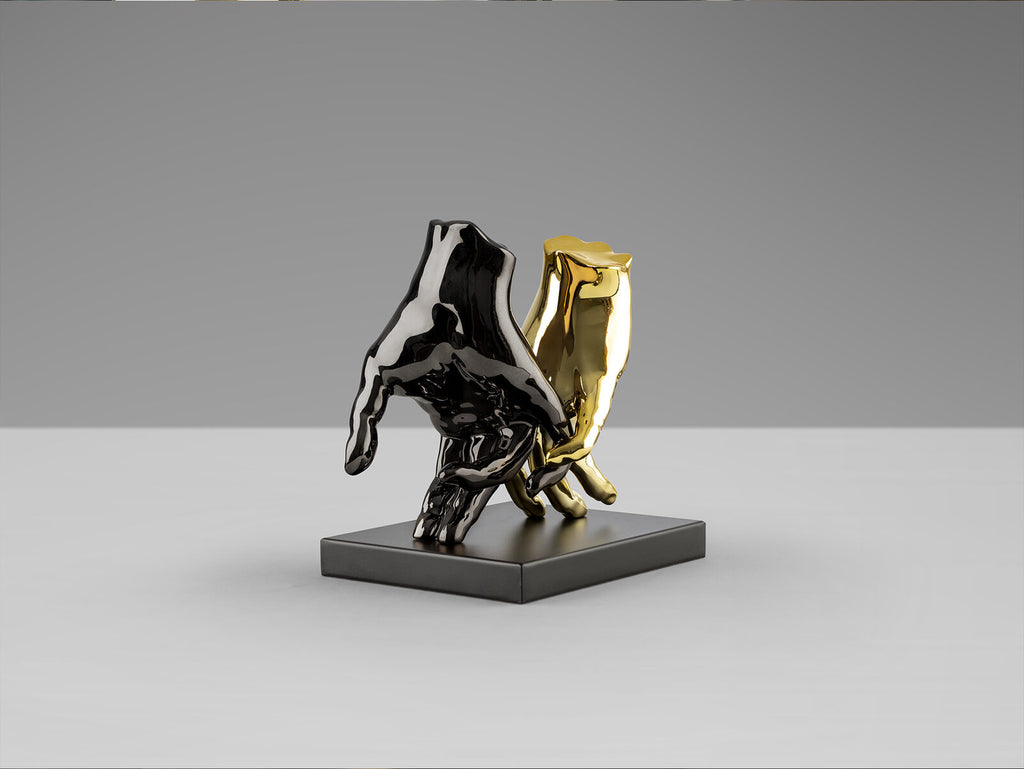 Figura decorativa Manos gris y oro