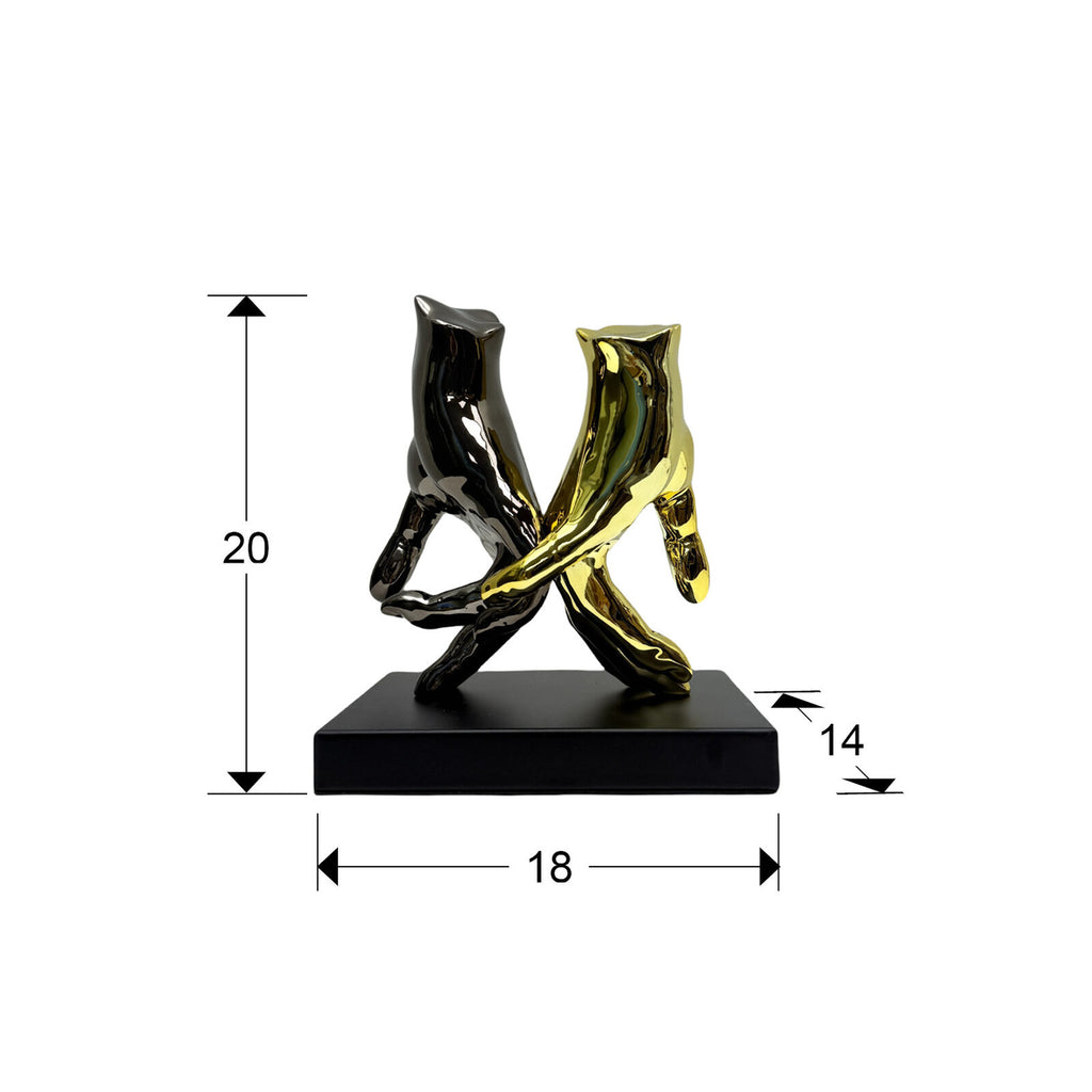 Figura decorativa Manos gris y oro - medidas