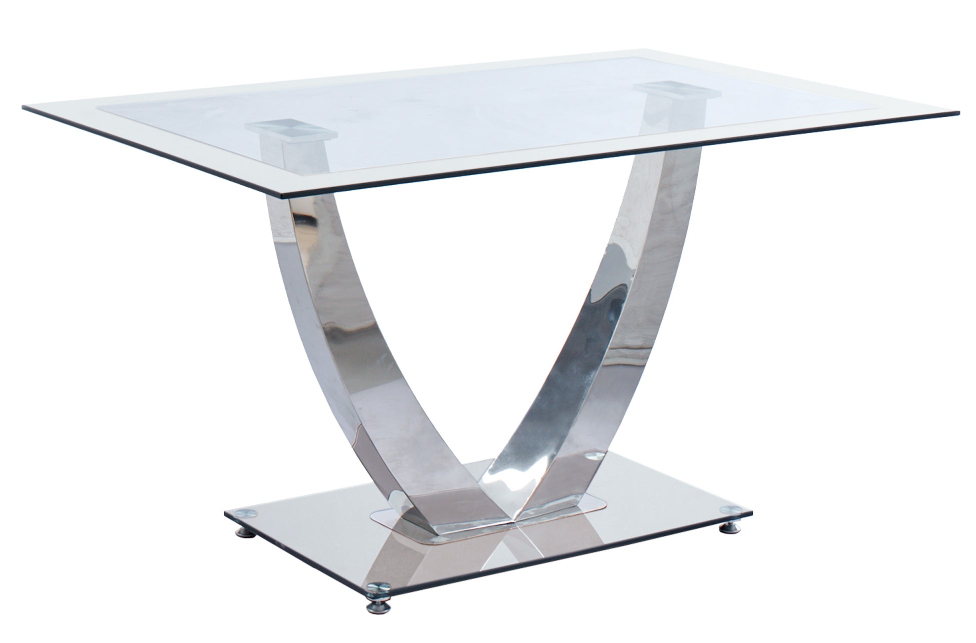 Mesa Comedor Dubai Cristal Blanco / Cromo