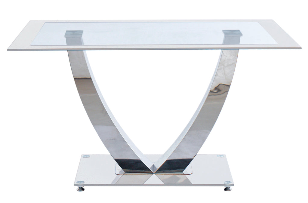 Mesa Comedor Dubai Cristal Blanco / Cromo - imagen 2