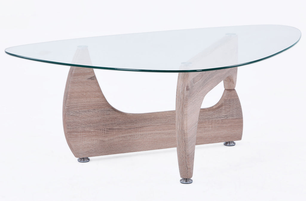 Mesa Centro Leyna 110x70 cm Roble / Cristal Transparente